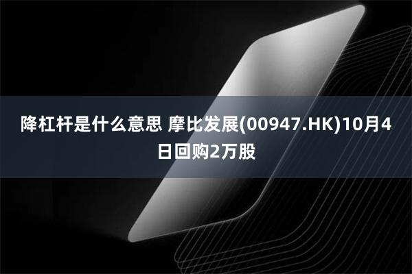 降杠杆是什么意思 摩比发展(00947.HK)10月4日回购2万股